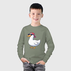 Лонгслив хлопковый детский Duck swag, цвет: авокадо — фото 2