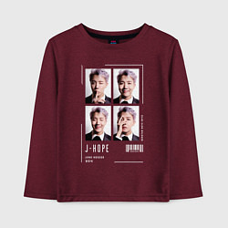 Лонгслив хлопковый детский Hoseok bts 4cut, цвет: меланж-бордовый