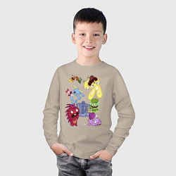 Лонгслив хлопковый детский Happy three friends - carousel, цвет: миндальный — фото 2