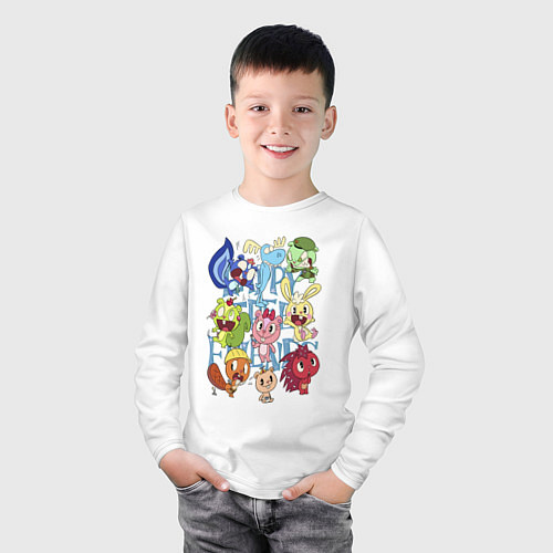 Детский лонгслив Счастливые лесные друзья / Белый – фото 3