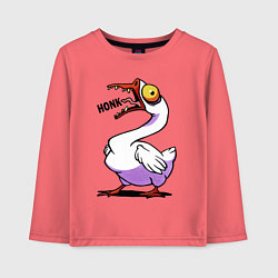 Лонгслив хлопковый детский Гусь - кряк, цвет: коралловый