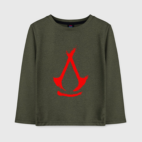 Детский лонгслив Assassins creed - shadows logotype / Меланж-хаки – фото 1