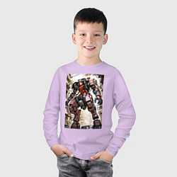 Лонгслив хлопковый детский Девушка управляет огромным мехом, цвет: лаванда — фото 2