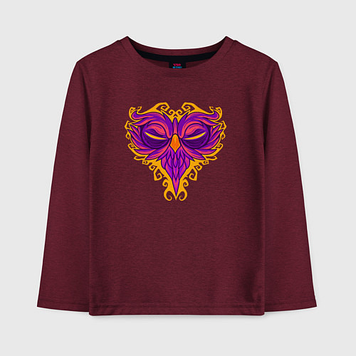 Детский лонгслив Violet owl / Меланж-бордовый – фото 1