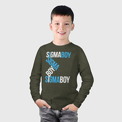 Лонгслив хлопковый детский Sigma boy, цвет: меланж-хаки — фото 2