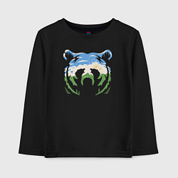 Лонгслив хлопковый детский Башкирский медведь, цвет: черный