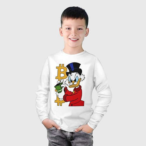 Детский лонгслив Duck tales - Scrooge bitcoin / Белый – фото 3