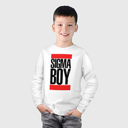 Лонгслив хлопковый детский Sigma boy, цвет: белый — фото 2