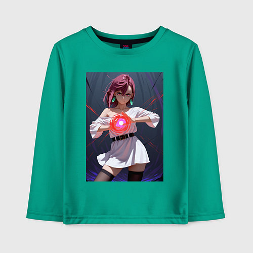 Детский лонгслив Дандадан: Момо фаербол / Зеленый – фото 1