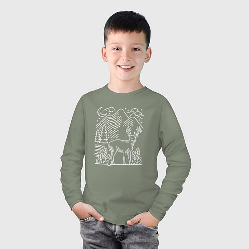 Детский лонгслив Горы и олень / Авокадо – фото 3