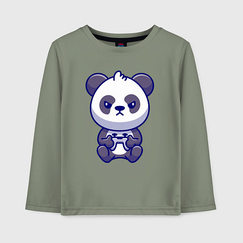 Детский лонгслив Геймер панда / Авокадо – фото 1