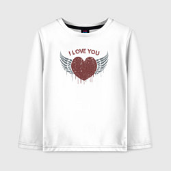 Лонгслив хлопковый детский Крылатое сердечко, цвет: белый