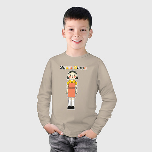 Детский лонгслив Doll squid game / Миндальный – фото 3