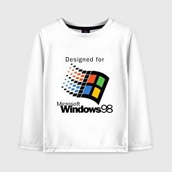 Лонгслив хлопковый детский Предназначен для windows 98, цвет: белый