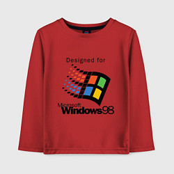 Лонгслив хлопковый детский Предназначен для windows 98, цвет: красный