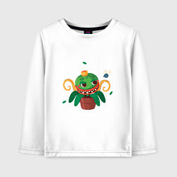 Лонгслив хлопковый детский Королевский цветок, цвет: белый
