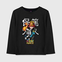 Лонгслив хлопковый детский Пламенная бригада пожарных Синра Кусакабэ гг, цвет: черный