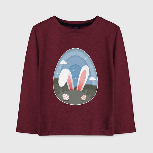 Детский лонгслив Яйцо с ушами / Меланж-бордовый – фото 1