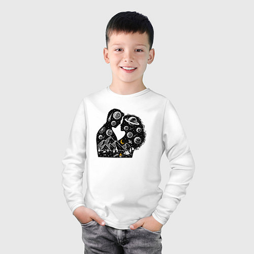 Детский лонгслив Природная космическая любовь / Белый – фото 3