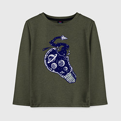 Лонгслив хлопковый детский Космическая лампочка, цвет: меланж-хаки