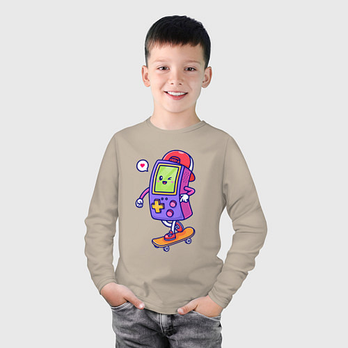 Детский лонгслив Tetris skater / Миндальный – фото 3