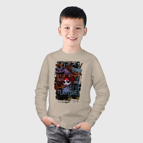 Детский лонгслив Монстры Poppy Playtime / Миндальный – фото 3