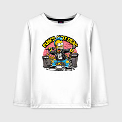 Лонгслив хлопковый детский Панк Гомер Симпсон - певец, цвет: белый