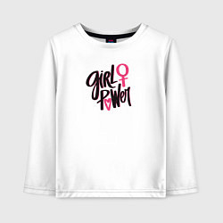 Лонгслив хлопковый детский Girl power black and pink, цвет: белый