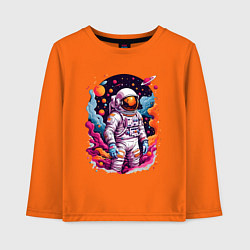 Лонгслив хлопковый детский Космонавт, цвет: оранжевый