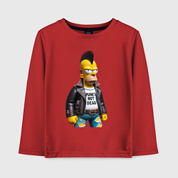 Лонгслив хлопковый детский The harsh Homer Simpson - punks not dead, цвет: красный