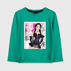 Лонгслив хлопковый детский Blackpink - Jennie, цвет: зеленый