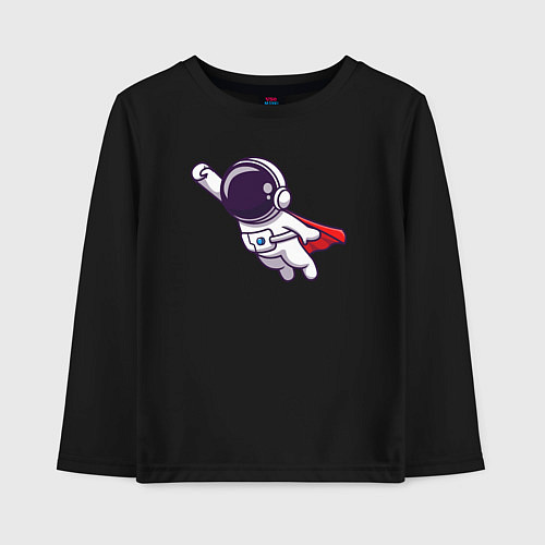 Детский лонгслив Космонавт супермен / Черный – фото 1