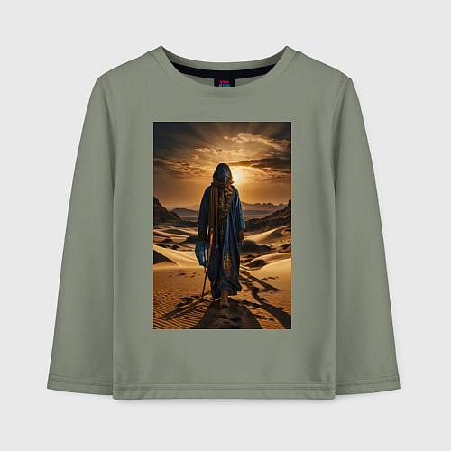 Детский лонгслив Человек в пустыне / Авокадо – фото 1
