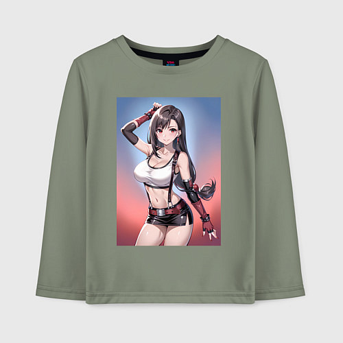 Детский лонгслив Тифа Локхарт из Final Fantasy VII / Авокадо – фото 1