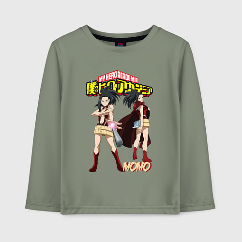 Детский лонгслив Моя Геройская академия Момо героиня / Авокадо – фото 1