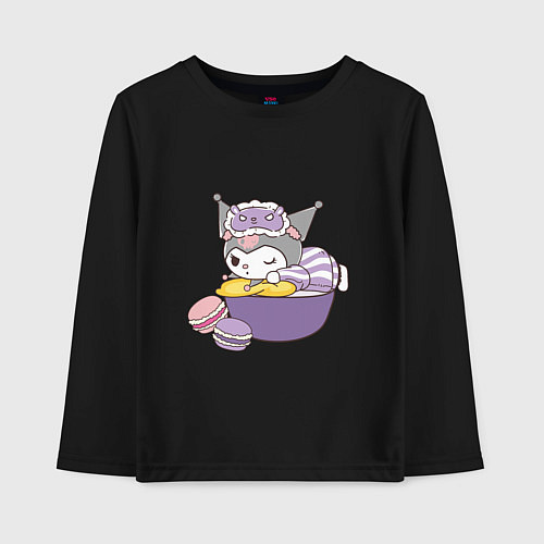 Детский лонгслив Куроми с макарунами / Черный – фото 1