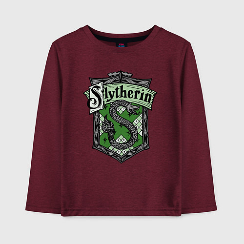 Детский лонгслив Slytherin emblem / Меланж-бордовый – фото 1