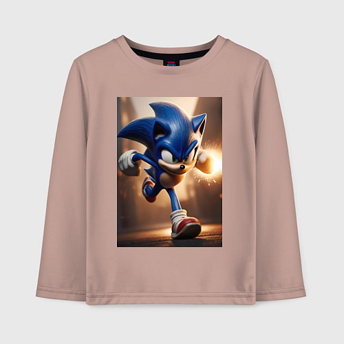 Детский лонгслив Бегущий Соник / Пыльно-розовый – фото 1