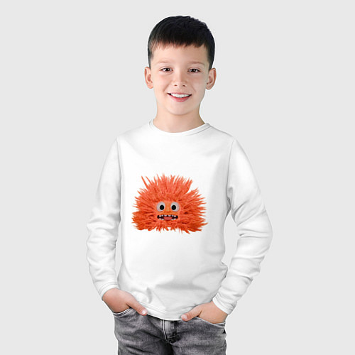 Детский лонгслив Fluffy monster orange / Белый – фото 3