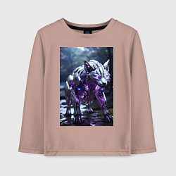 Лонгслив хлопковый детский Киборг лиса с неоновой подсветкой, цвет: пыльно-розовый