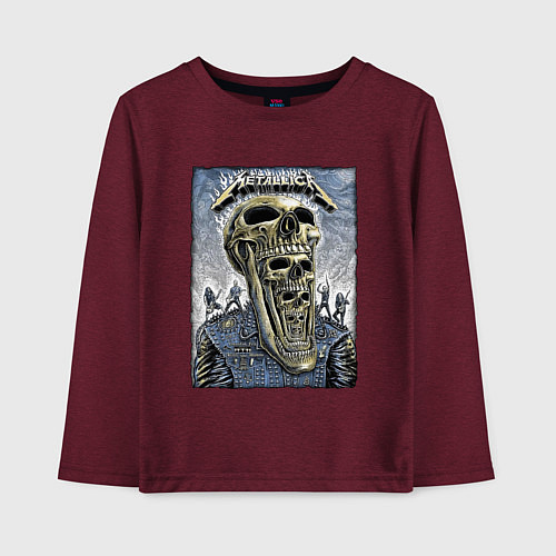 Детский лонгслив Metallica - playbill / Меланж-бордовый – фото 1