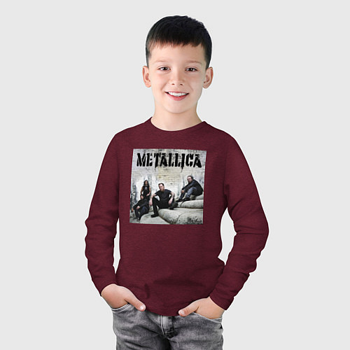 Детский лонгслив Metallica - cool guys / Меланж-бордовый – фото 3