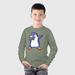 Лонгслив хлопковый детский Dab penguin, цвет: авокадо — фото 2