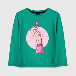 Лонгслив хлопковый детский Сердечко, цвет: зеленый