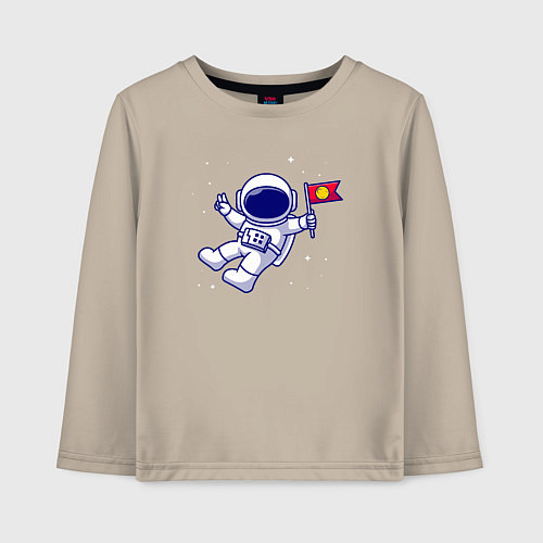 Детский лонгслив Космонавт с флажком / Миндальный – фото 1