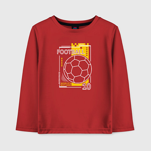 Детский лонгслив Футбол - лучшая игра в мире / Красный – фото 1