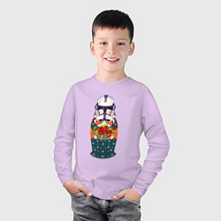 Лонгслив хлопковый детский Матрешка в шлеме штурмовика звездные войны, цвет: лаванда — фото 2