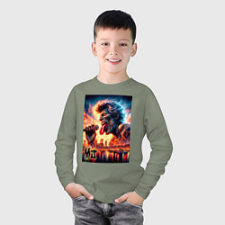 Лонгслив хлопковый детский Mick Jagger - legend, цвет: авокадо — фото 2