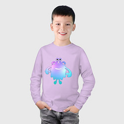 Лонгслив хлопковый детский Monster cartoon blue purple, цвет: лаванда — фото 2
