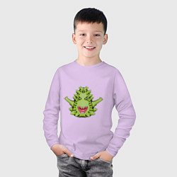 Лонгслив хлопковый детский Cartoon monster with spikes green, цвет: лаванда — фото 2